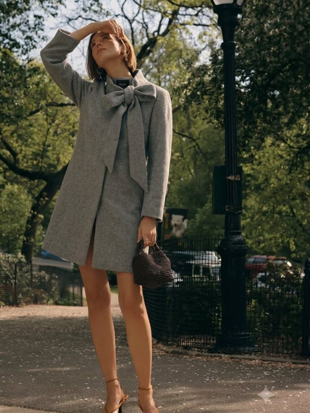 Smythe Bow Collar Wool Blend Coat Gray Long Jacket Sz S $800 max mara aritzia